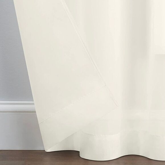 PairstoGo Victoria Voile Ivory rod pocket window panels.  Two packages available - Picture 4 of 10